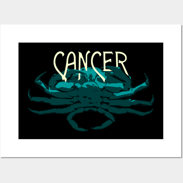 Blue Cancer Crab for Astrological Zodiac Wall Art by RyanJGillDesigns